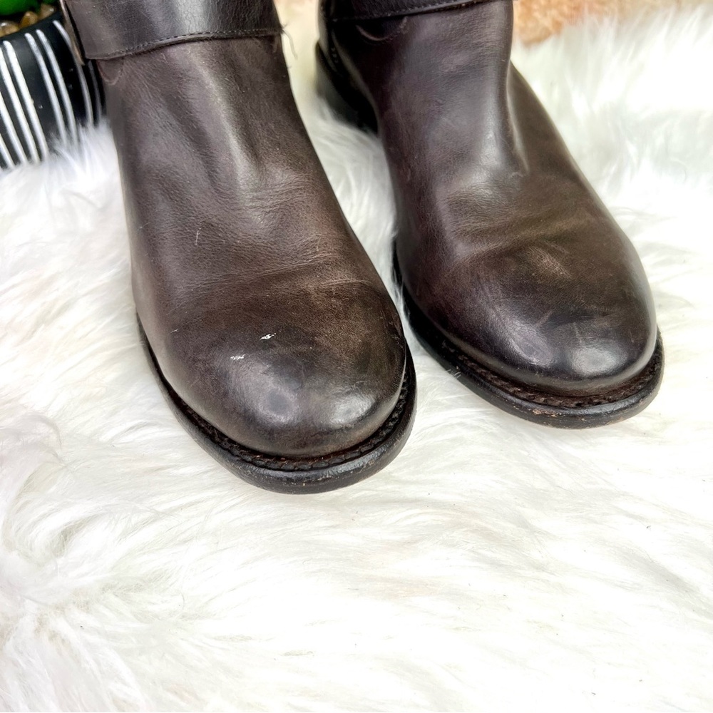 SONORA Quiet Luxury Equestrian Distressed Brown Leather Riding Boots, 6B - Picture 7 of 14